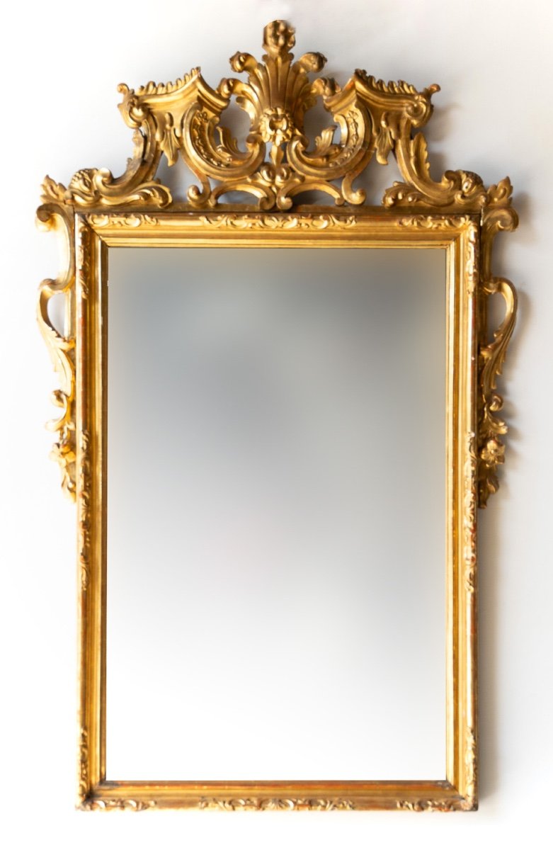 Ancient Carved Giltwood Mirror