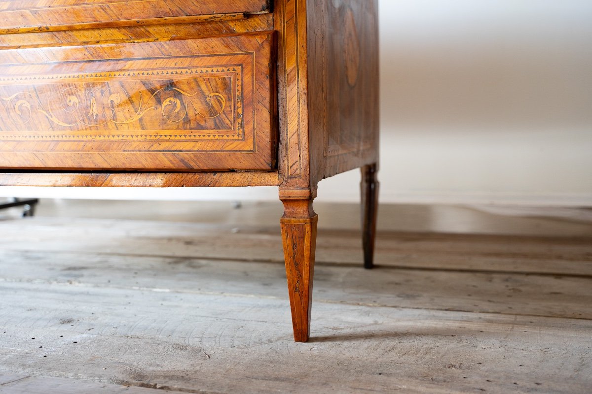 Louis XVI Style Inlaid Walnut Chest Of Drawers-photo-4