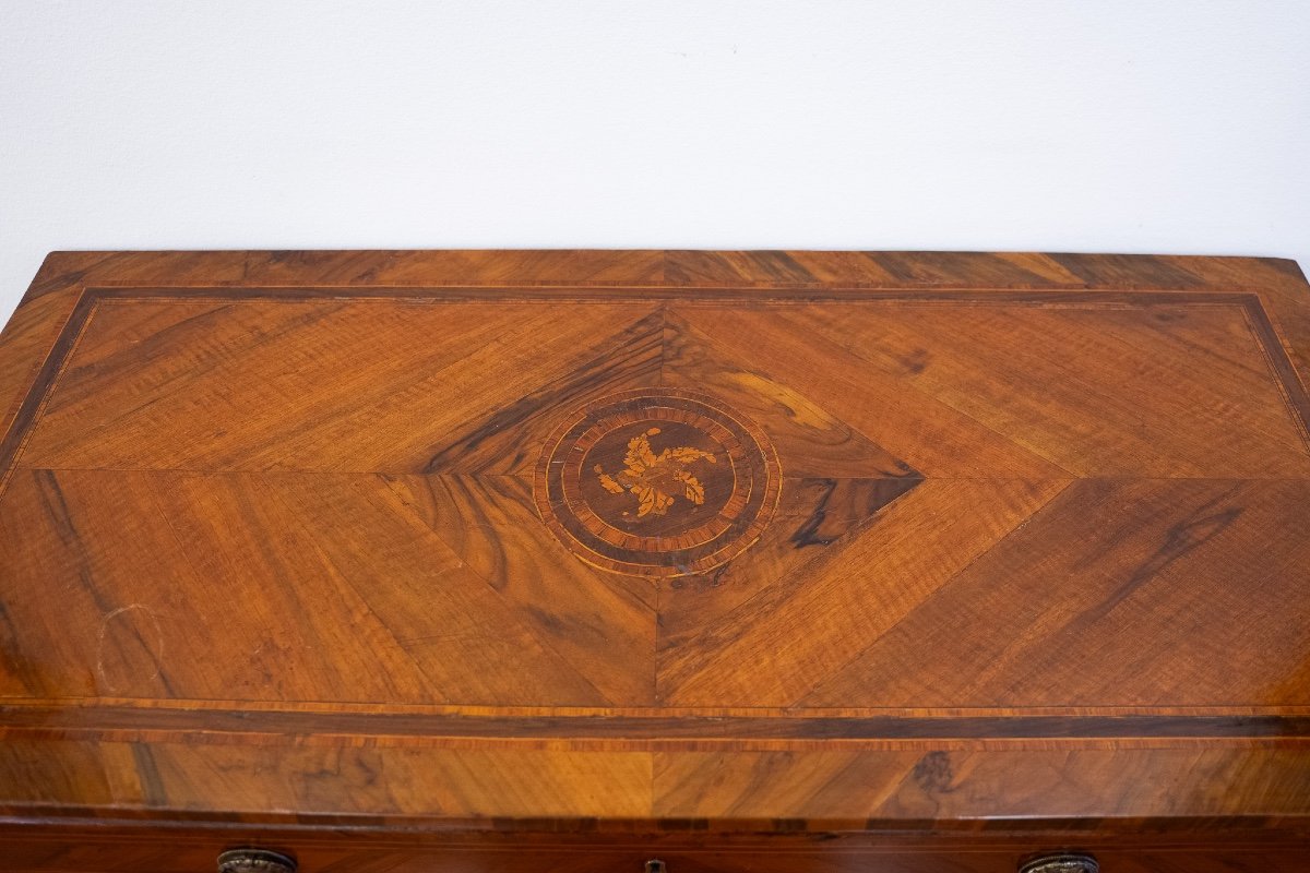 Commode Ancienne Marquetée En Noyer – époque Louis XVI -photo-4