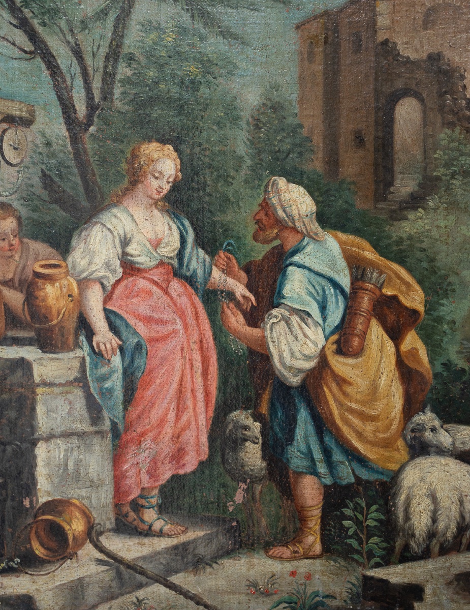 Pair Of Oil Paintings On Canvas – Pastoral Biblical Scenes-photo-4