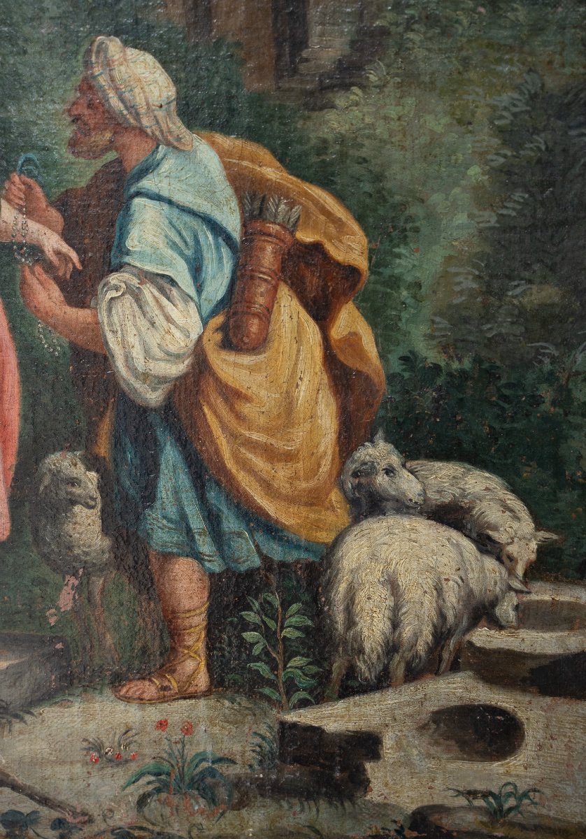 Pair Of Oil Paintings On Canvas – Pastoral Biblical Scenes-photo-1