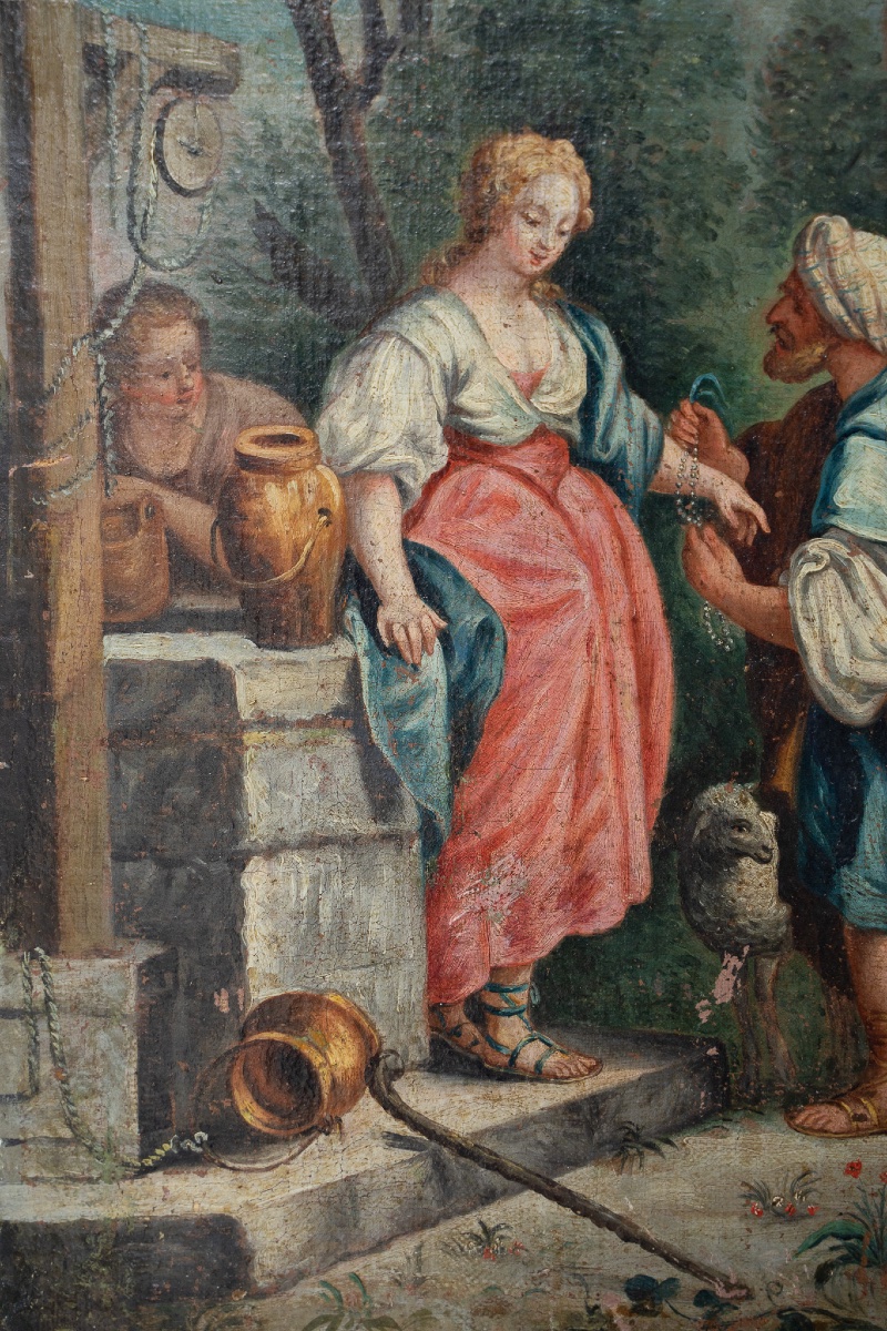 Pair Of Oil Paintings On Canvas – Pastoral Biblical Scenes-photo-2