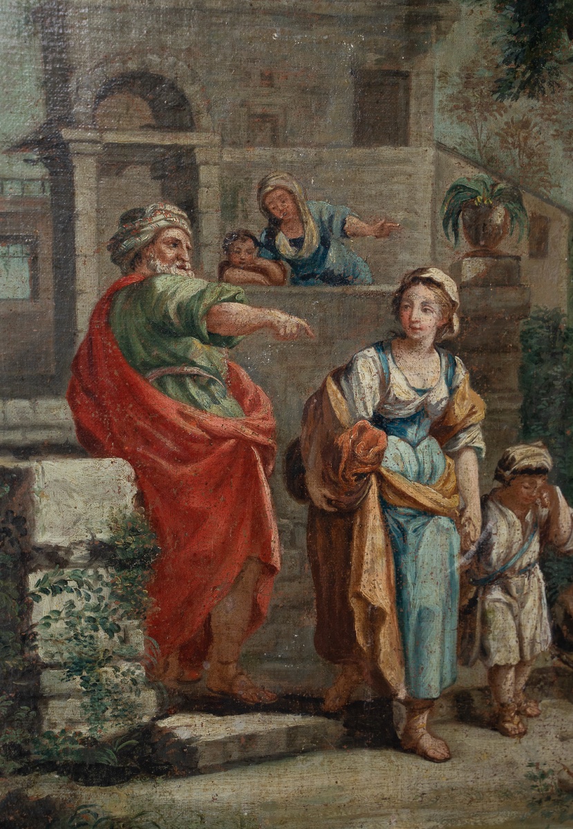 Pair Of Oil Paintings On Canvas – Pastoral Biblical Scenes-photo-6
