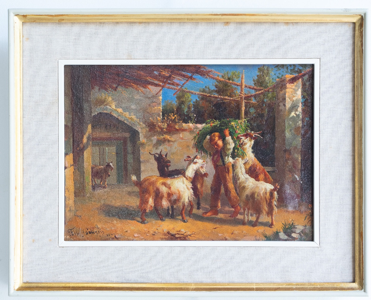 Scène champêtre avec des chèvres – Filippo Palizzi