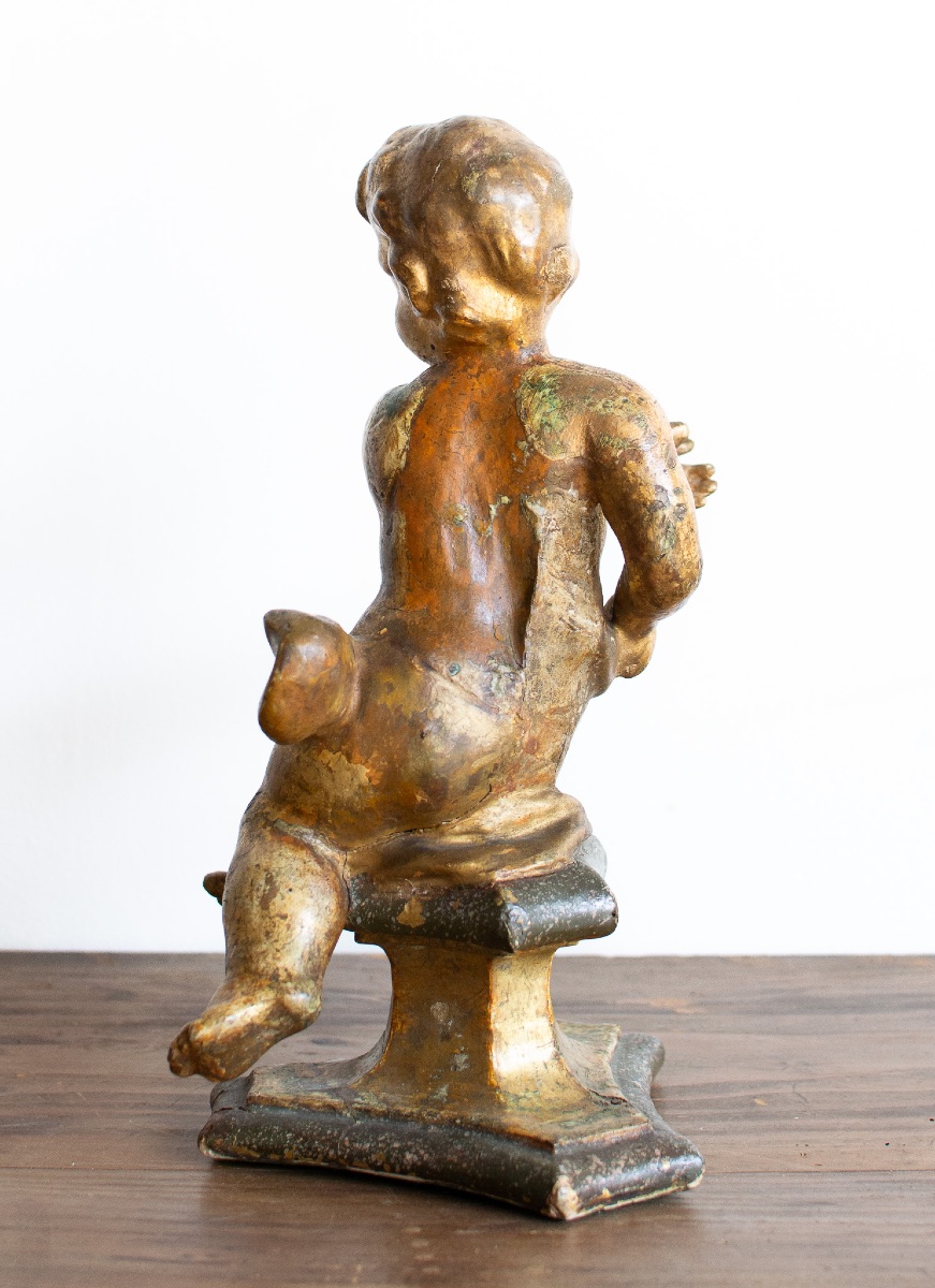 Paire de putti en bois doré et laqué – Lombardie, fin XVIIe siècle-photo-3