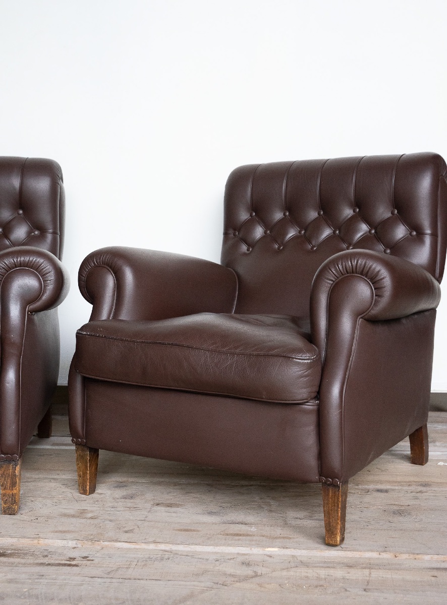 Pair Of Frau Armchairs In Dark Brown Leather – 1960s/70s-photo-3