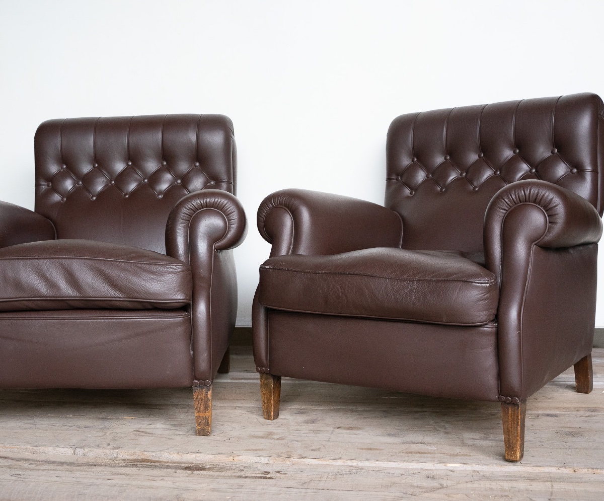 Pair Of Frau Armchairs In Dark Brown Leather – 1960s/70s-photo-4