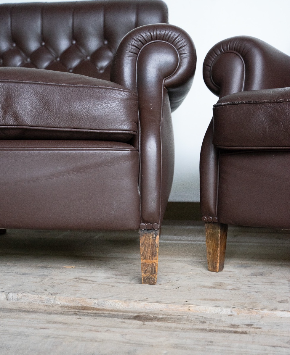 Pair Of Frau Armchairs In Dark Brown Leather – 1960s/70s-photo-5