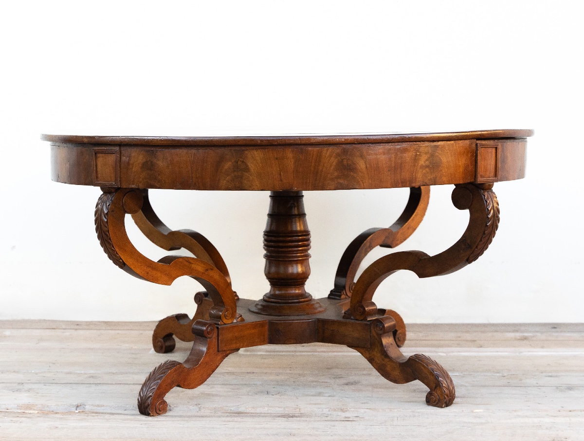 Round Walnut “cestello” Table – Mid 19th Century-photo-2