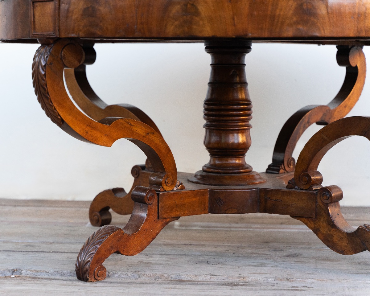 Round Walnut “cestello” Table – Mid 19th Century-photo-4