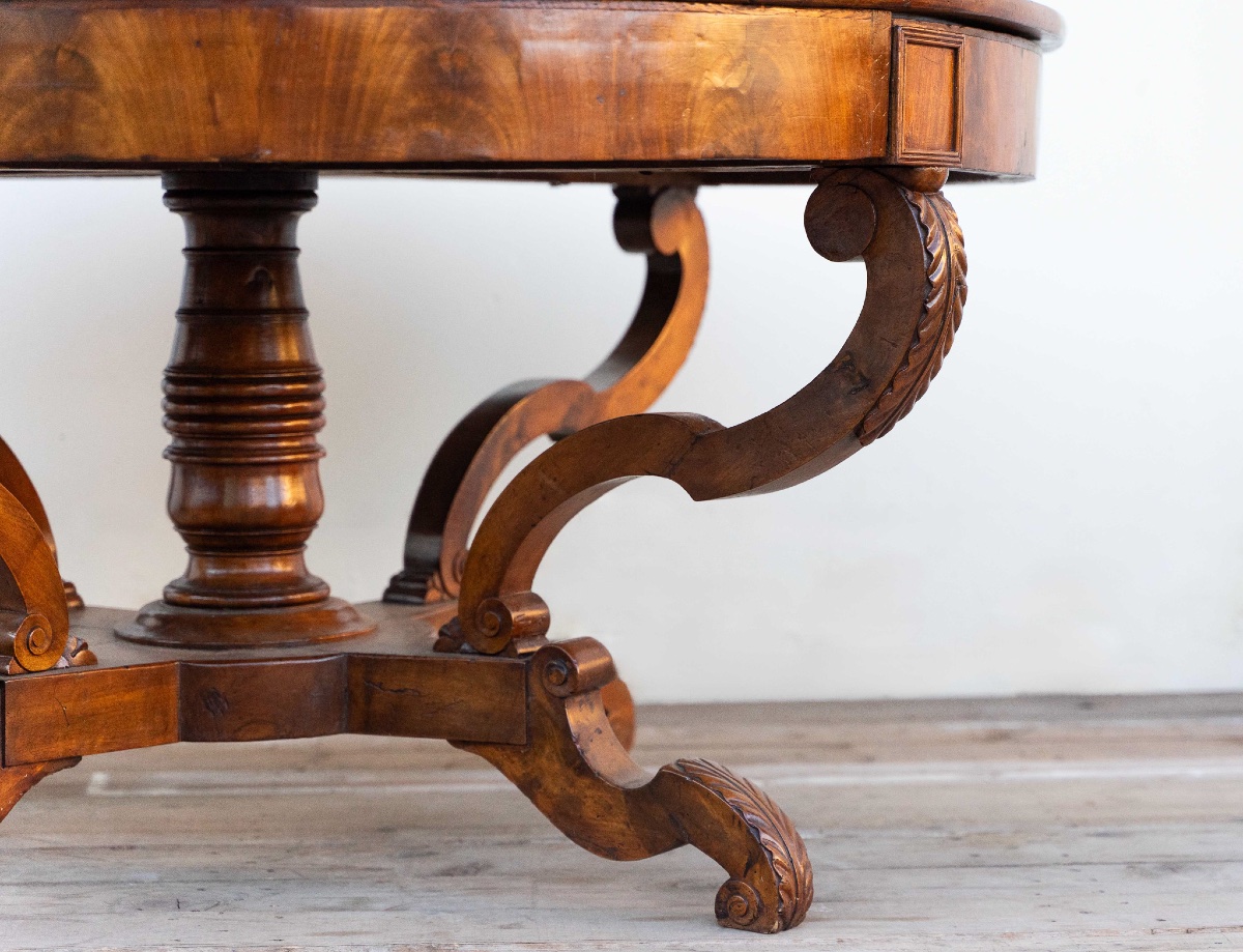 Round Walnut “cestello” Table – Mid 19th Century-photo-1