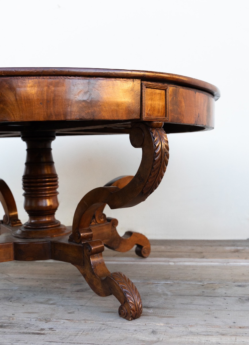 Round Walnut “cestello” Table – Mid 19th Century-photo-3