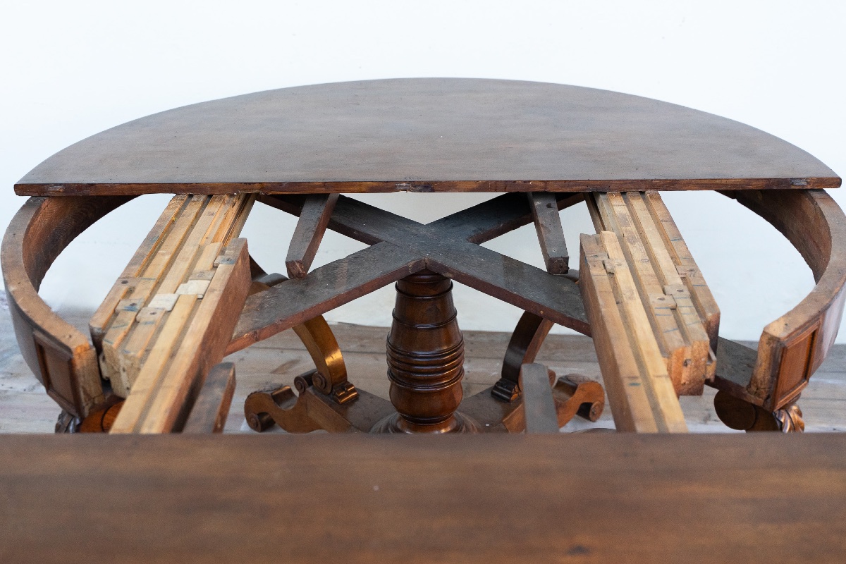 Round Walnut “cestello” Table – Mid 19th Century-photo-7