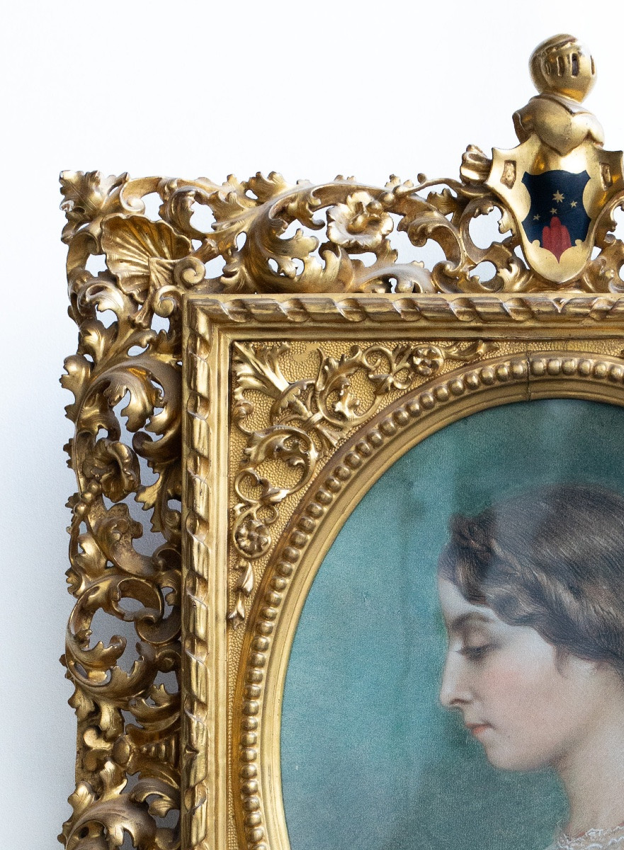 Merveilleuse cadre en bois sculpté et doré du XIXᵉ siècle-photo-2