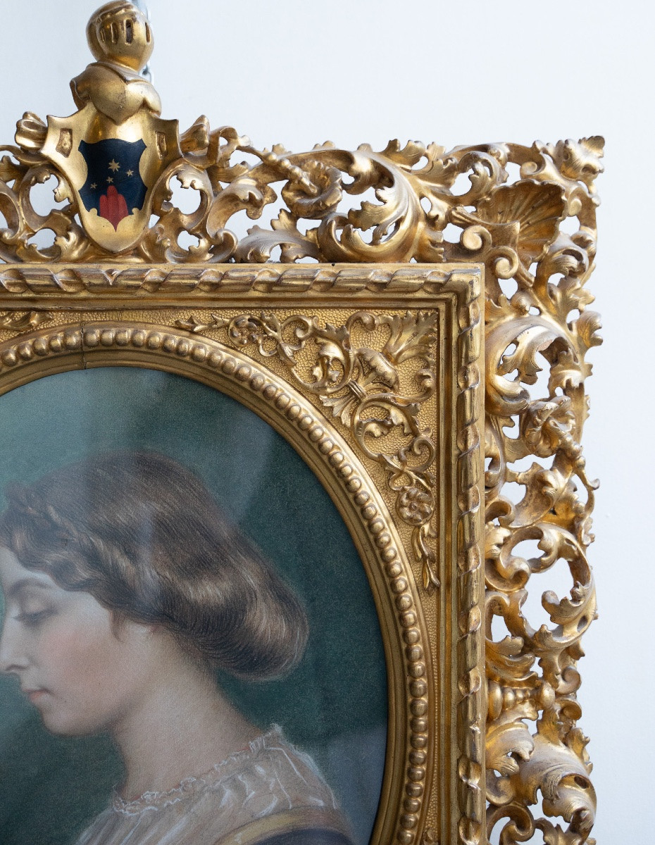 Merveilleuse cadre en bois sculpté et doré du XIXᵉ siècle-photo-3