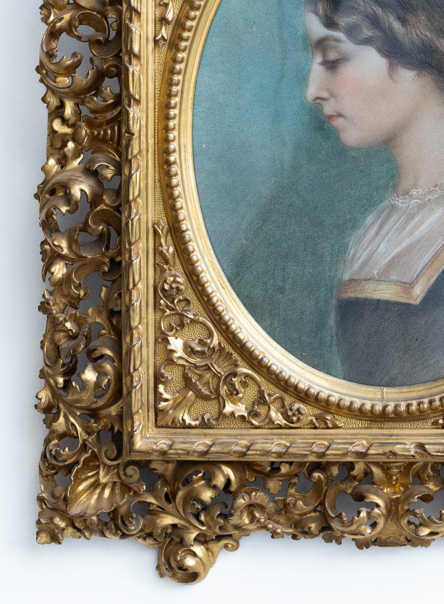 Merveilleuse cadre en bois sculpté et doré du XIXᵉ siècle-photo-4