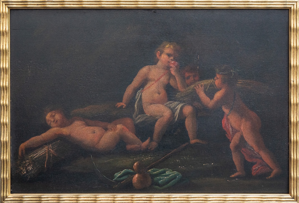 Paire de scènes de jeux d’enfants – École émilienne, fin du XVIIe siècle-photo-2