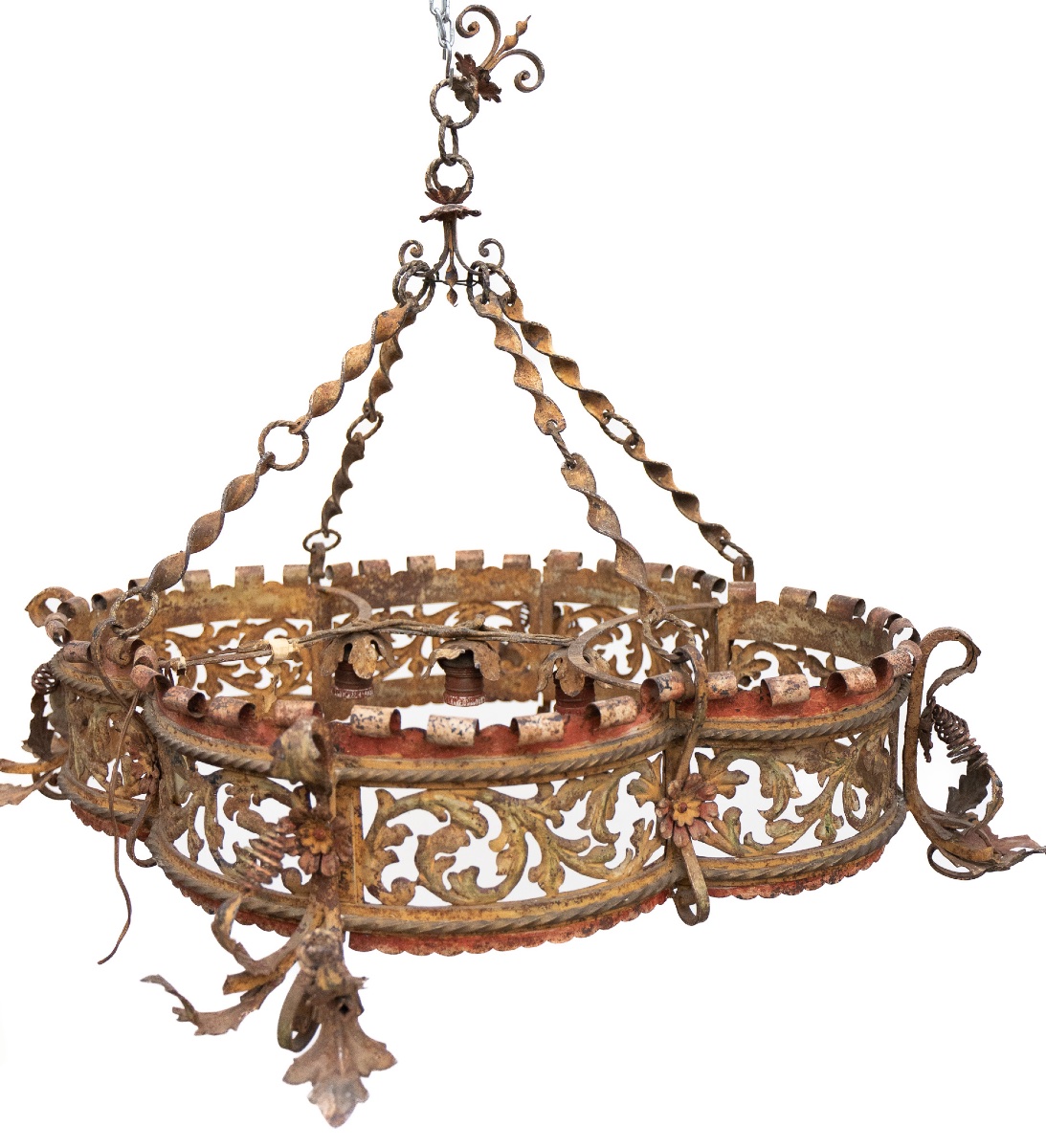Lustre en fer forgé à 3 lumières – Venise, fin du XIXe siècle-photo-4