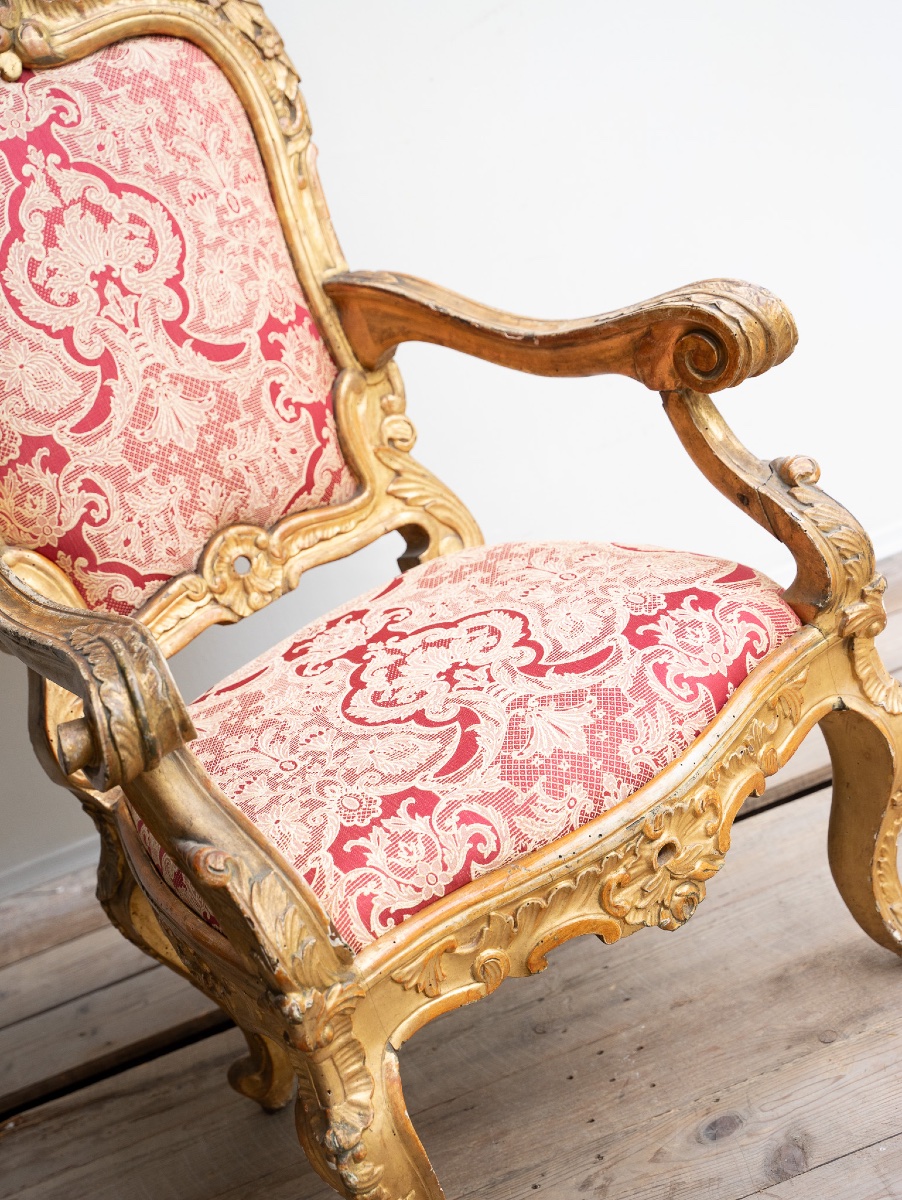 Gilded Wooden Baroque Armchair – Late 17th Century-photo-4
