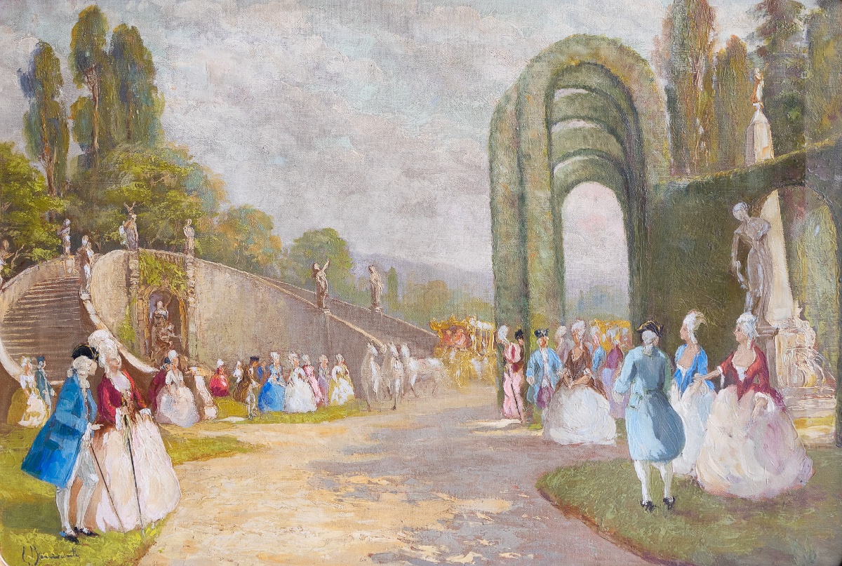 Dames et gentilshommes dans un jardin aristocratique – Eugenio Bonivento-photo-2