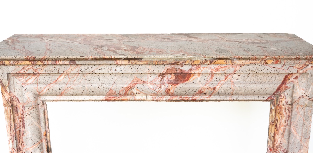 Antique Polychrome Marble Mantelpiece – Italy, Late 19th Century-photo-4