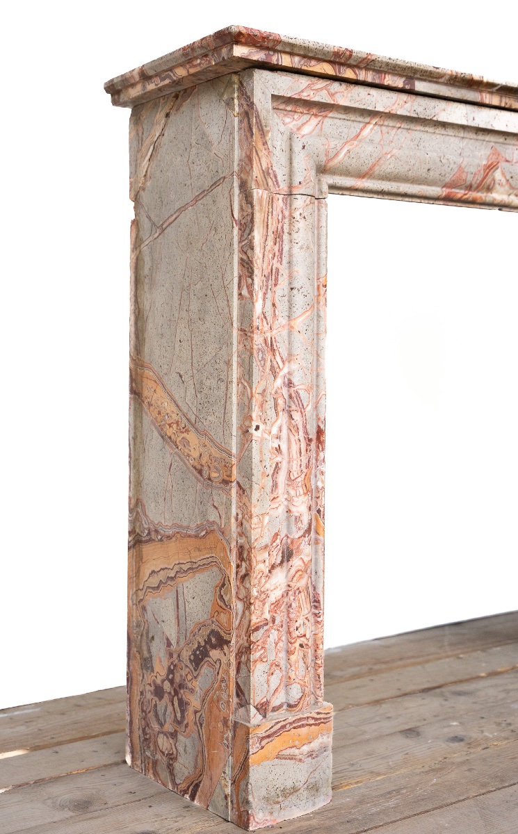 Antique Polychrome Marble Mantelpiece – Italy, Late 19th Century-photo-3