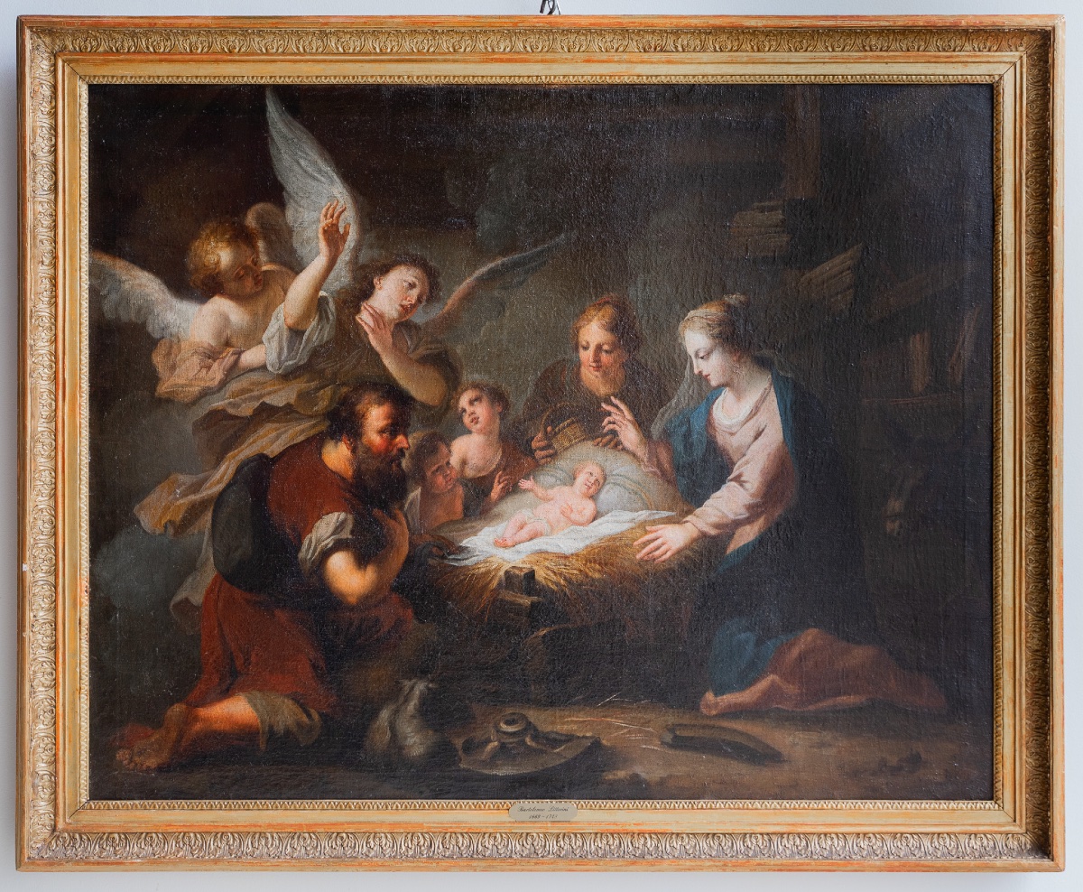 Paire de peintures à sujet religieux, huile sur toile Adoration des Bergers Adoration des Mages-photo-3