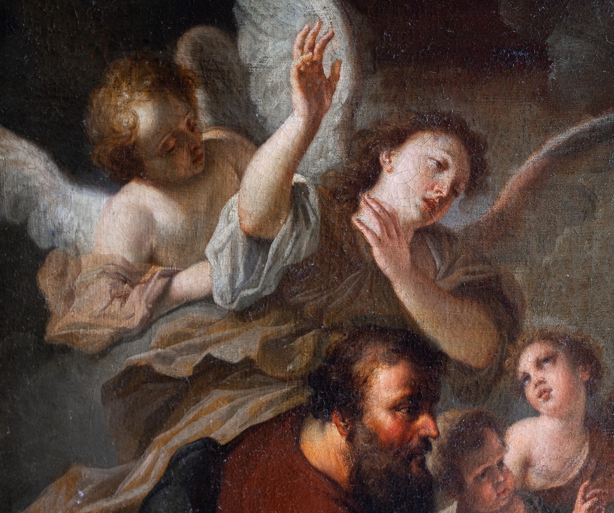 Paire de peintures à sujet religieux, huile sur toile Adoration des Bergers Adoration des Mages-photo-6