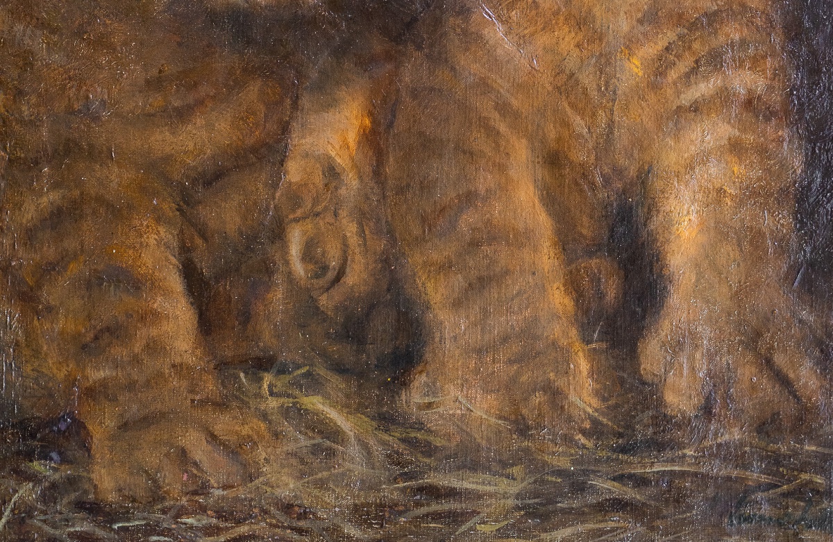 Peinture représentant un couple de lionceaux-photo-3