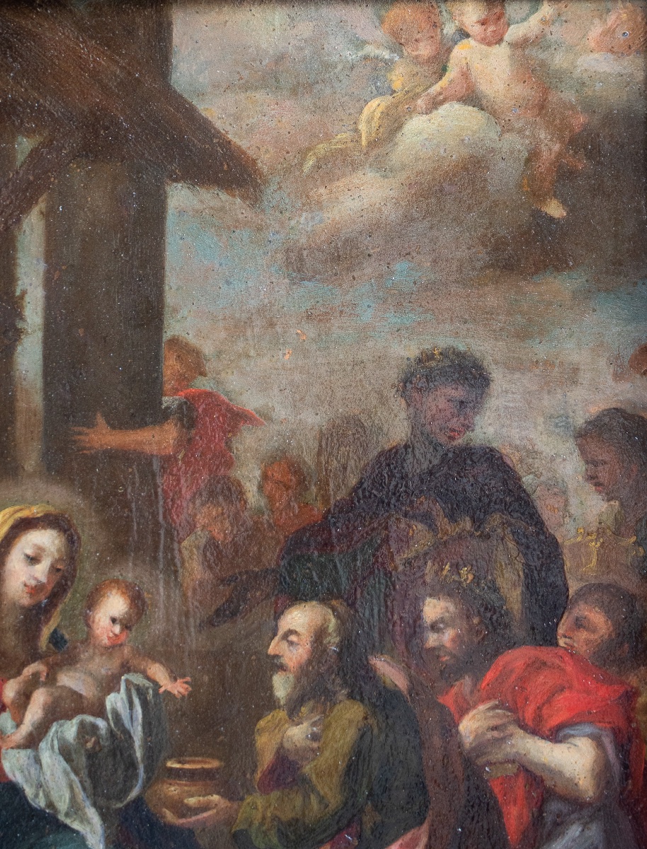 Painting Depicting The Holy Family, Oil On Copper-photo-4