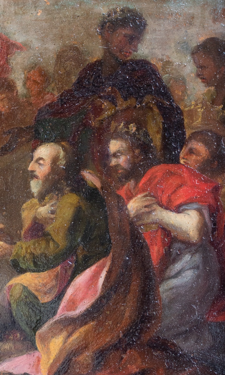 Painting Depicting The Holy Family, Oil On Copper-photo-1