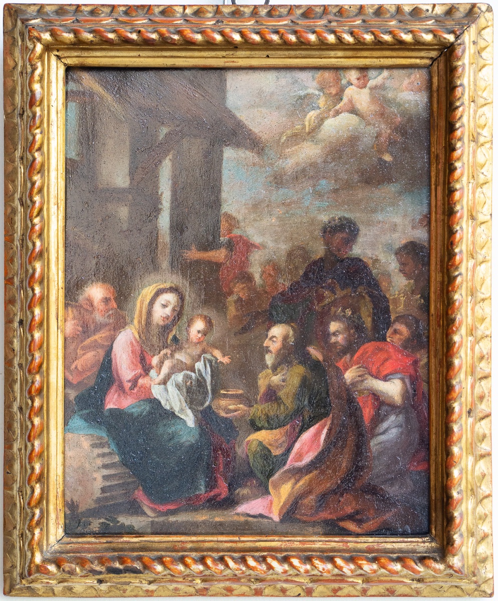 Painting Depicting The Holy Family, Oil On Copper