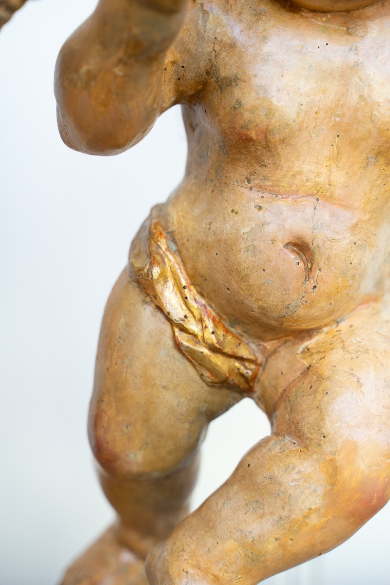 Paire de putti en bois doré, Venise-photo-2