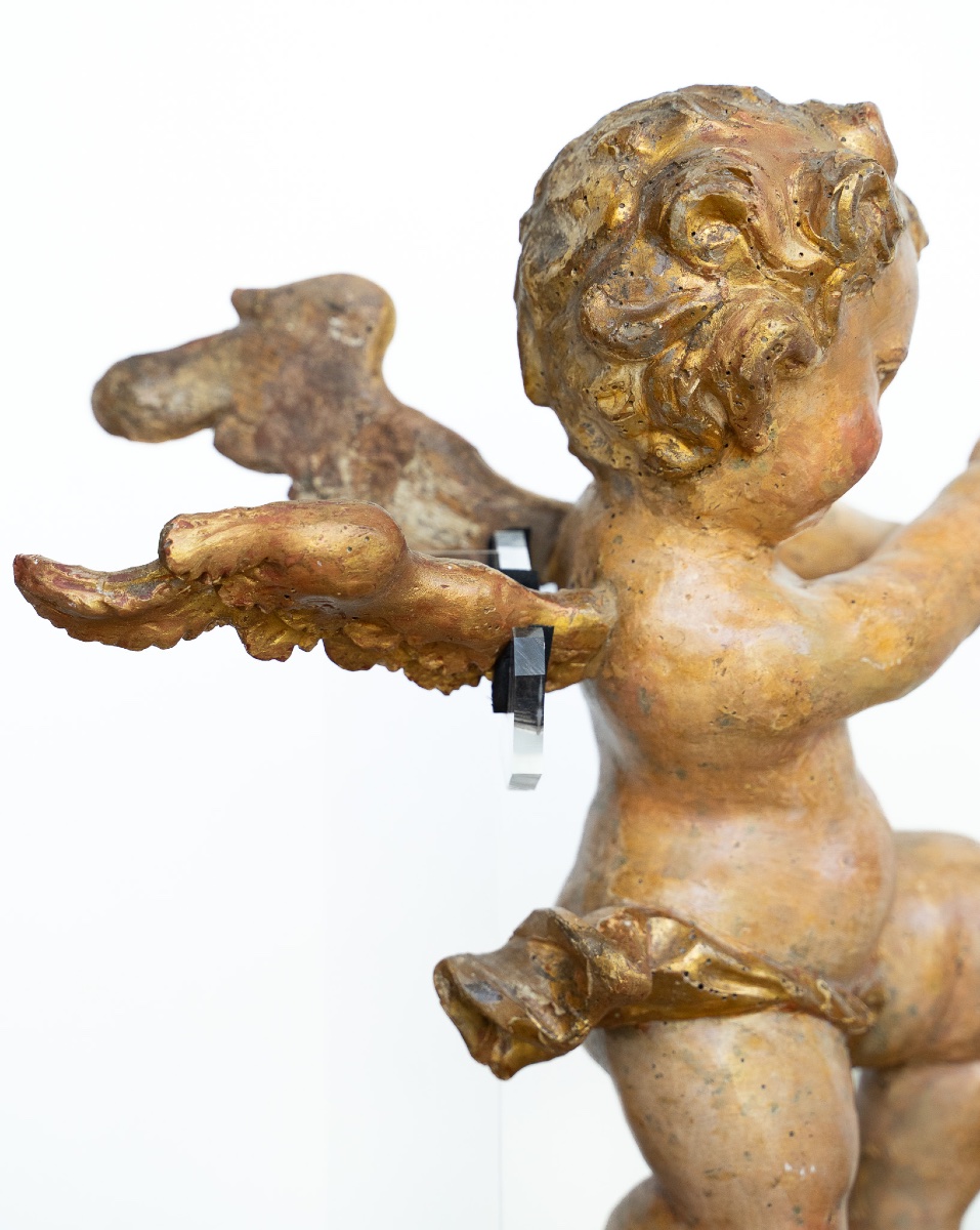 Paire de putti en bois doré, Venise-photo-6