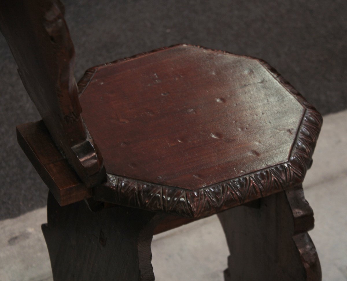 Pair de chaises italiennes en bois massif -photo-3