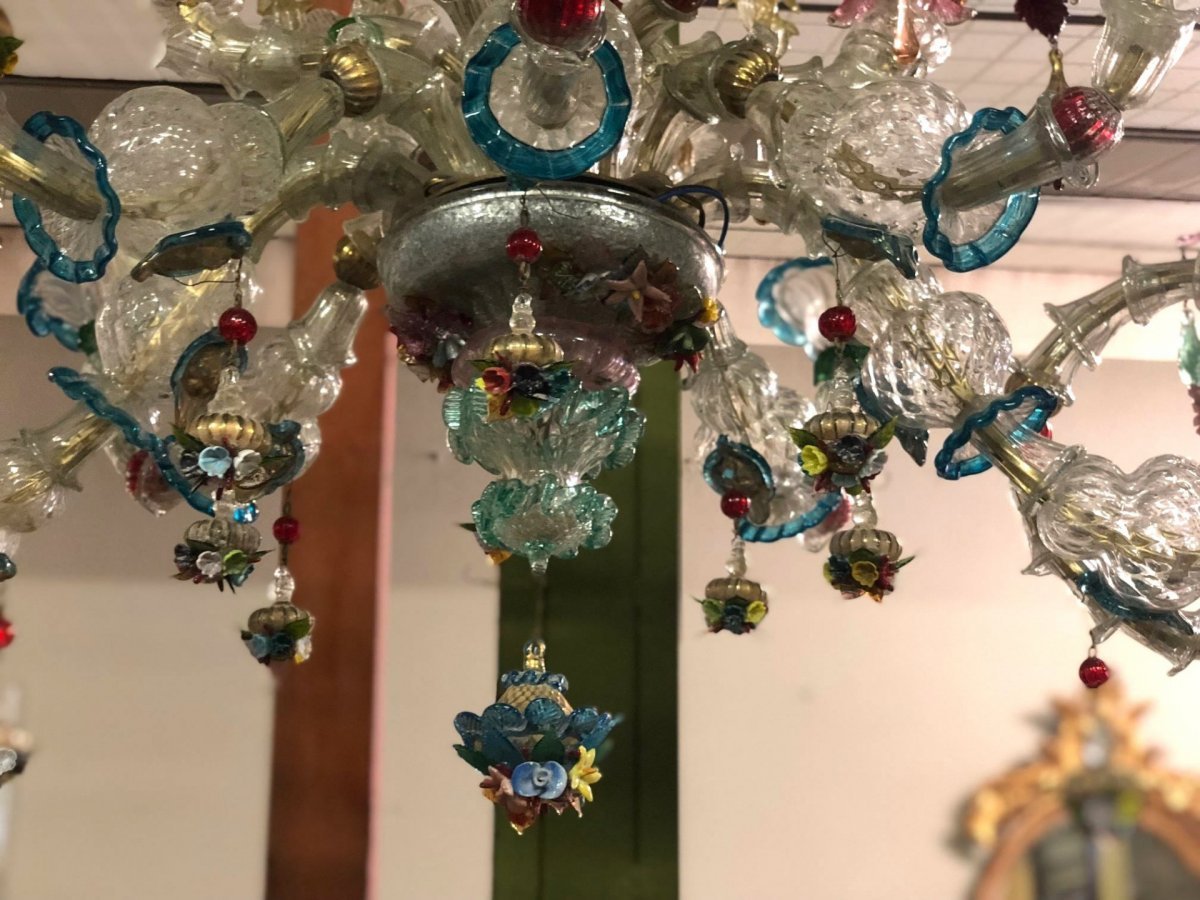Large Murano Glass Chandelier 20th Century-photo-2