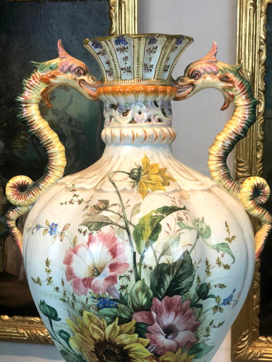 Ancien vase en céramique de Bassano signé par Antonio Zen-photo-2
