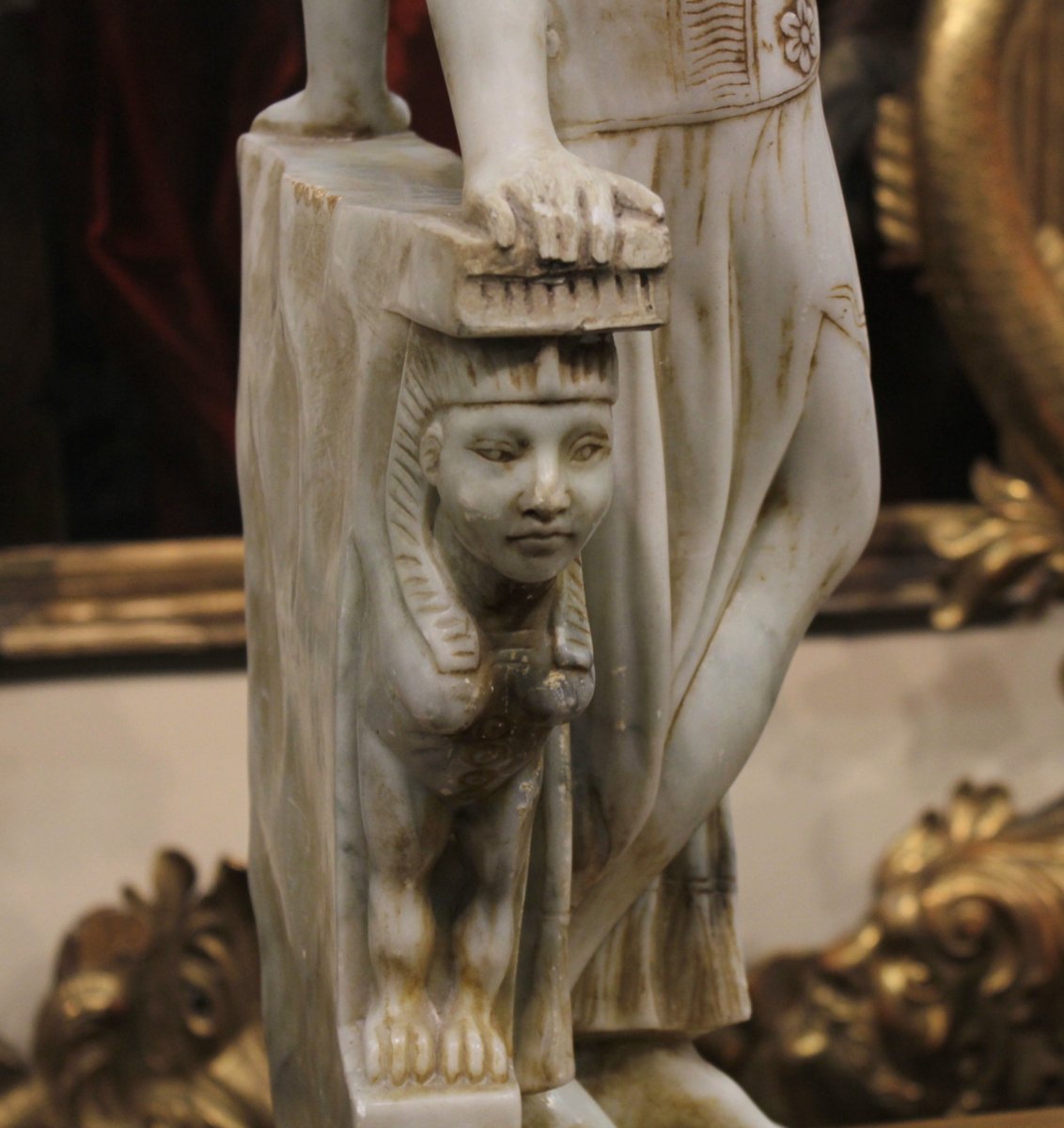 Art Deco Marble Odalisque Sculpture-photo-3