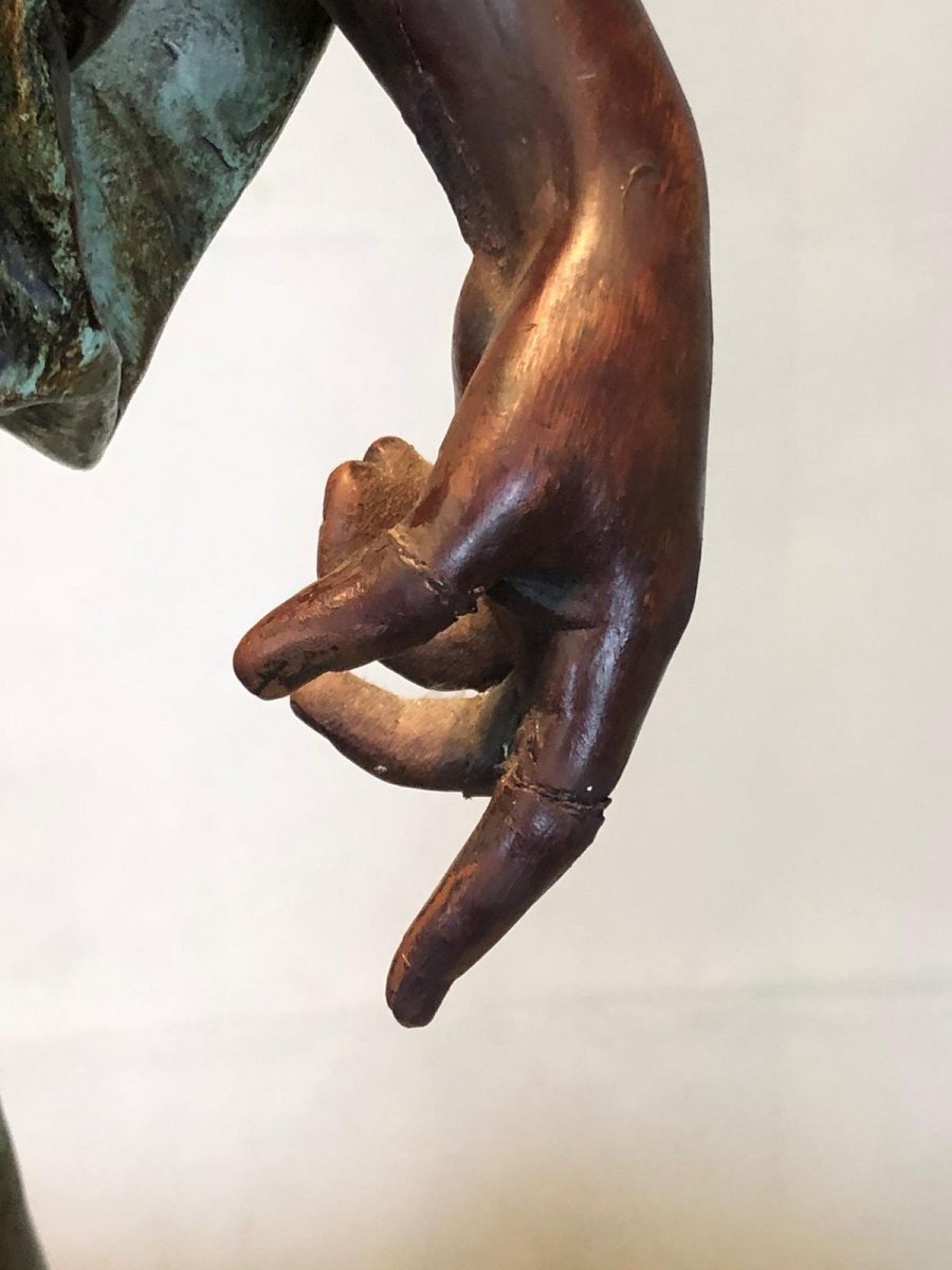 Early 20th French Polychrome Plaster Sculpture-photo-3