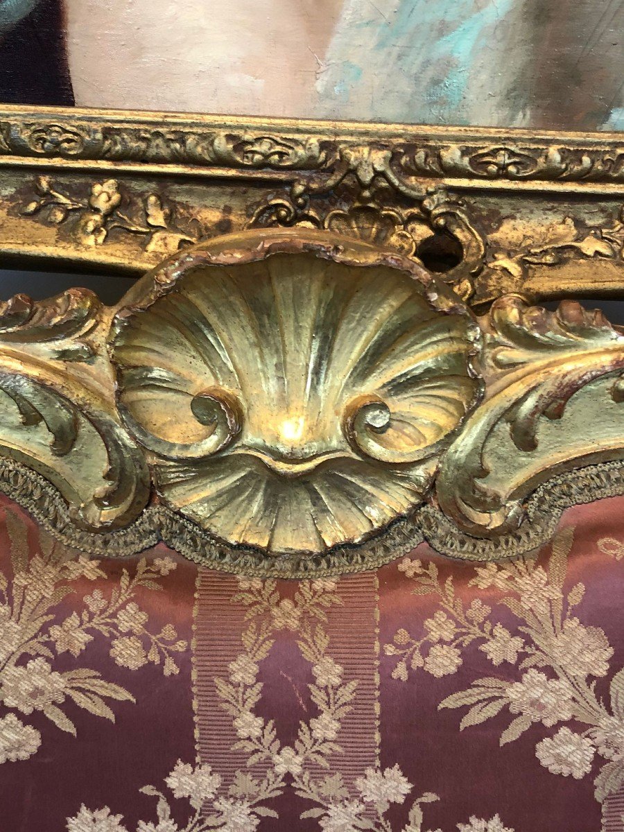 Canapé ancien Louis XV d'origine venitienne bois doré-photo-2