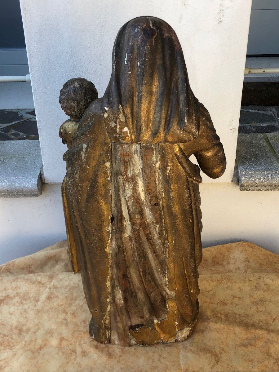 17th Gilt-wood Italian Sculpture Representing The Virgin And Child-photo-2