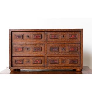 Ancient Walnut Inlaid Maple Dresser 