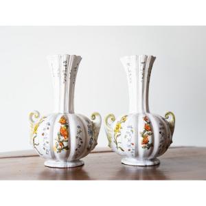 Ancien Couple De Pots En Porcelaine De Bassano