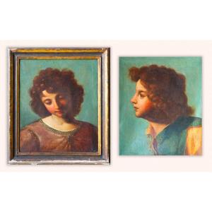 Paire de portraits d'enfants