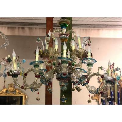 Large Murano Glass Chandelier 20th Century