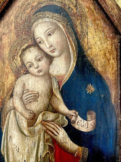 Vierge à L’enfant Tempéra Sur Panneau -photo-3