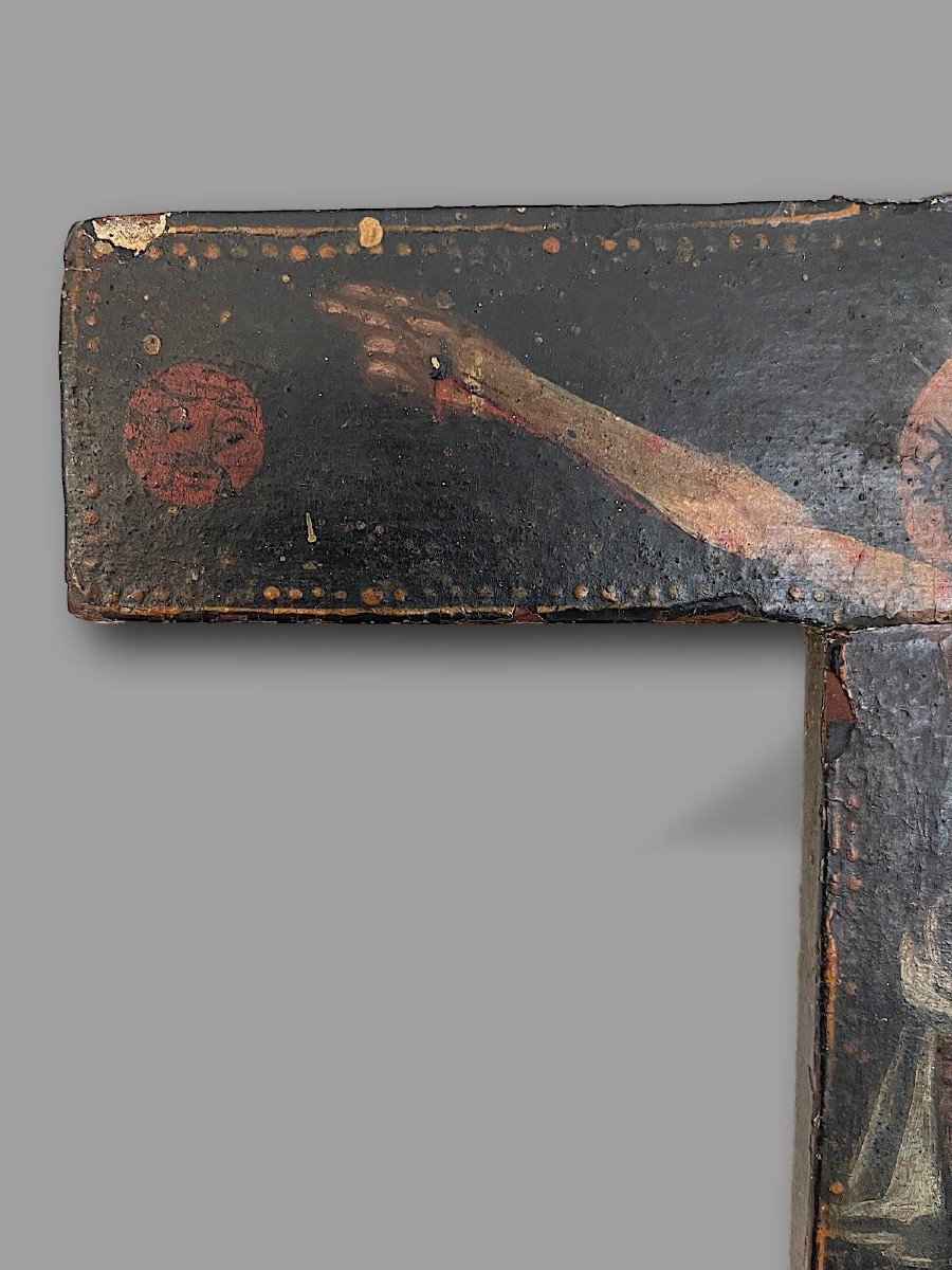 Grand Christ Glorieux Aux Instruments De La Passion - XVIe Siècle -Tempera Sur Bois - -photo-3