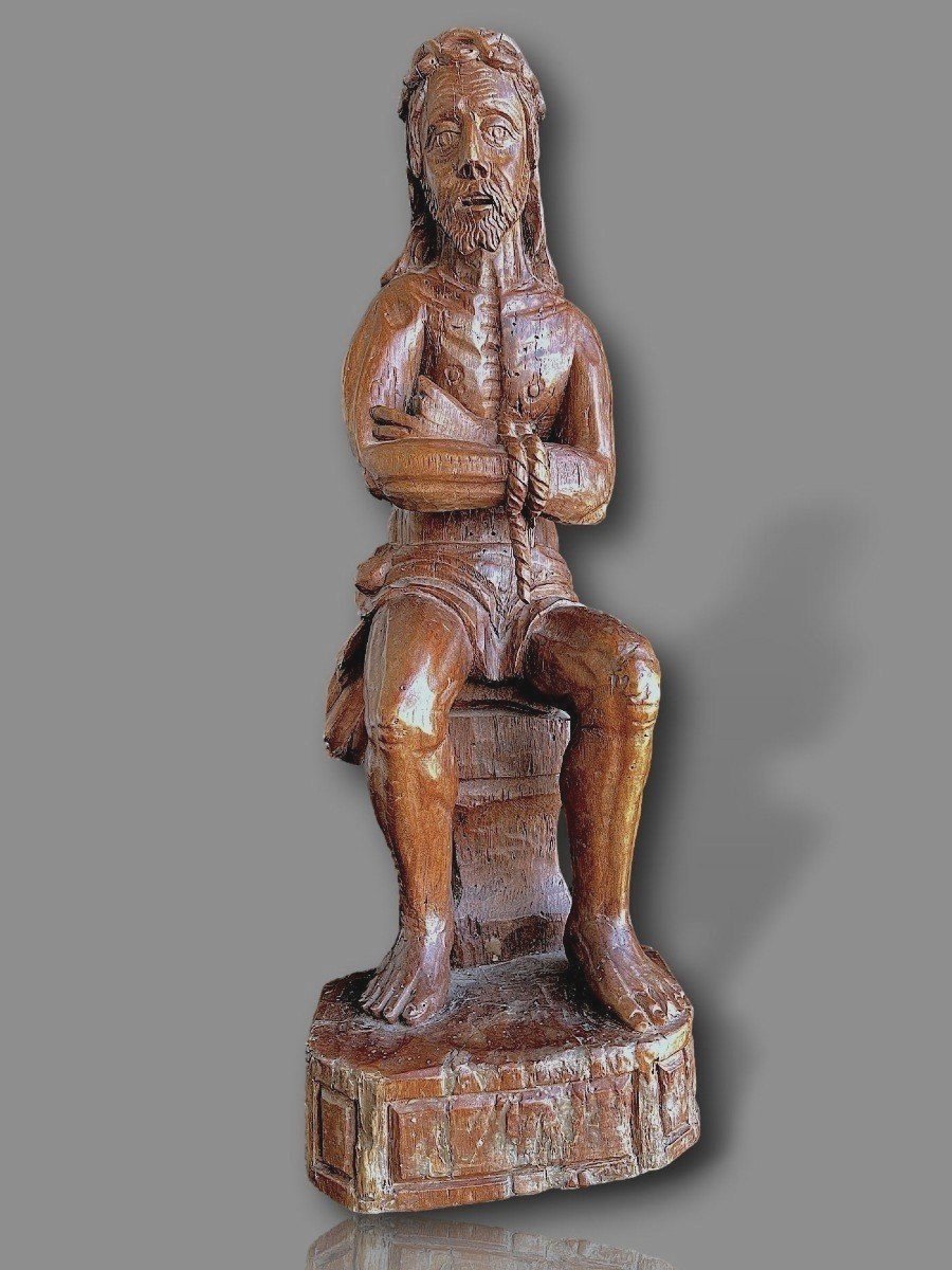 Christ Aux Liens - Sculpture En Bois Sculpté, Castille, XVIe Siècle-photo-2