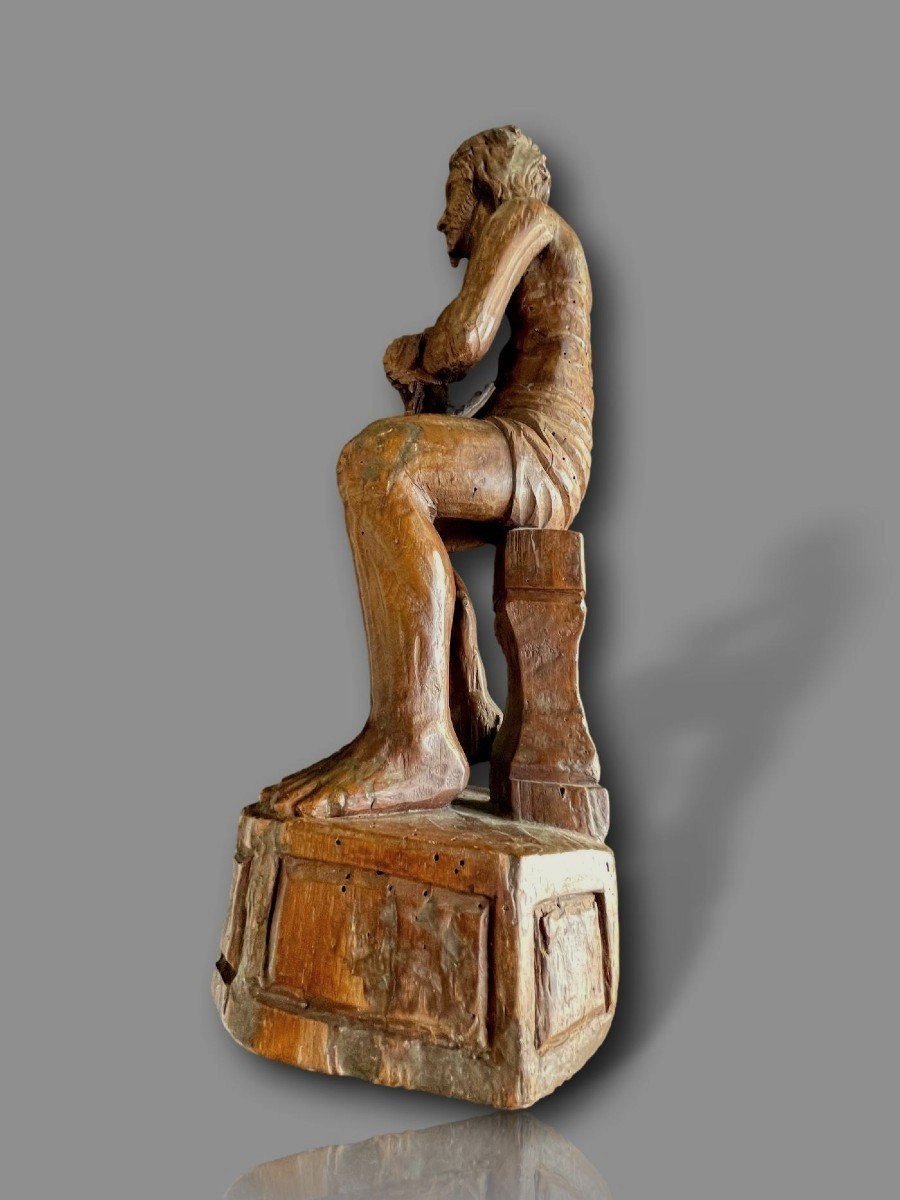 Christ Aux Liens - Sculpture En Bois Sculpté, Castille, XVIe Siècle-photo-3