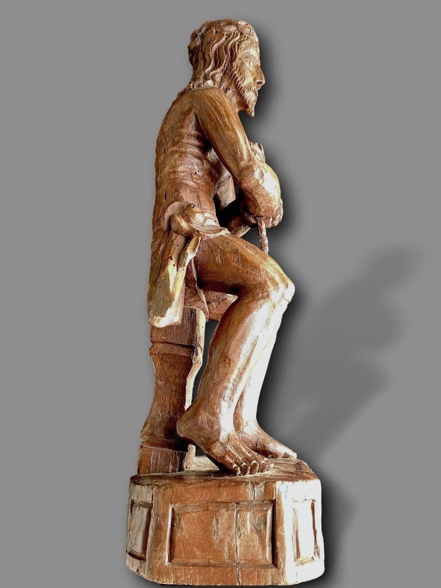 Christ Aux Liens - Sculpture En Bois Sculpté, Castille, XVIe Siècle-photo-4